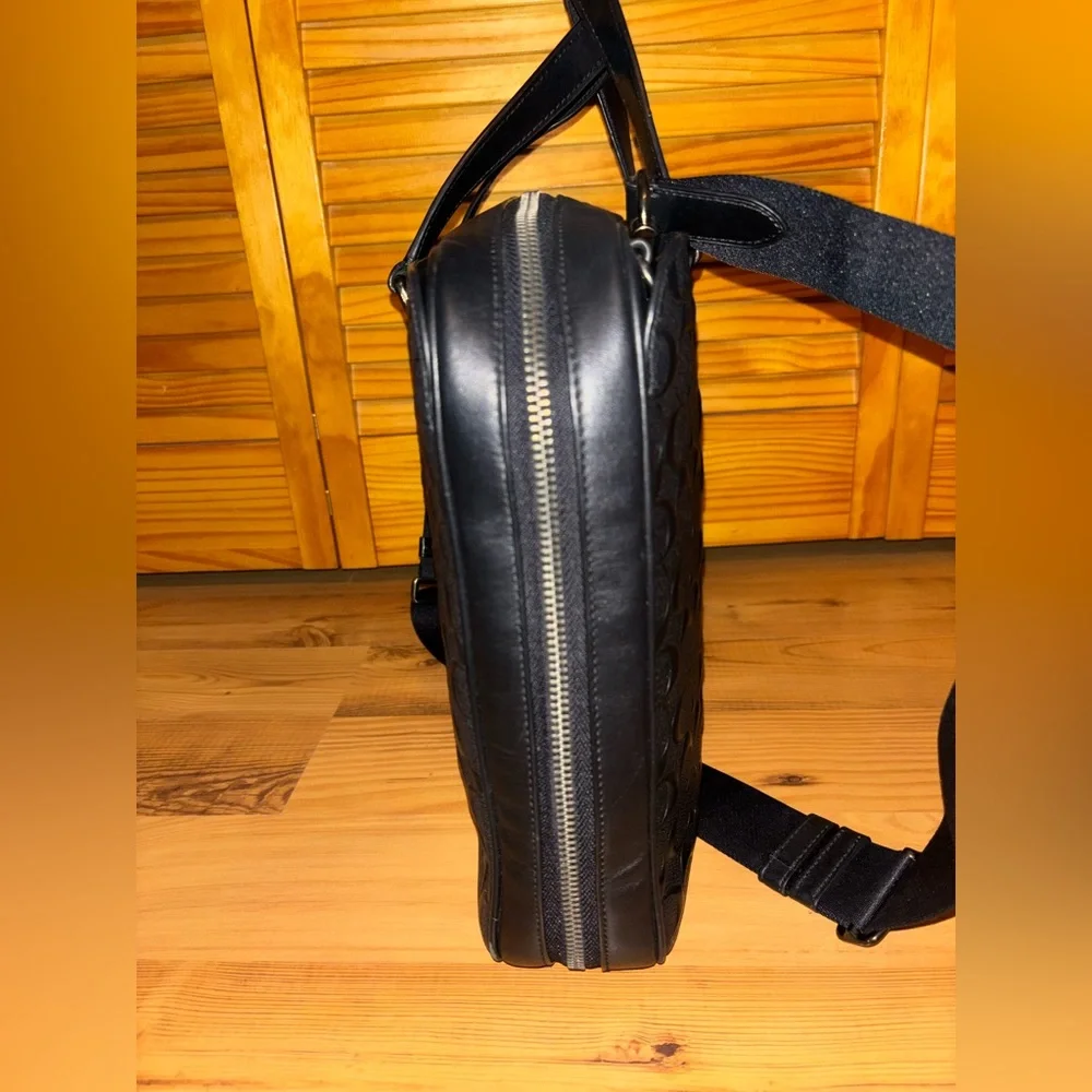 Coach Embossed Black Leather Briefcase